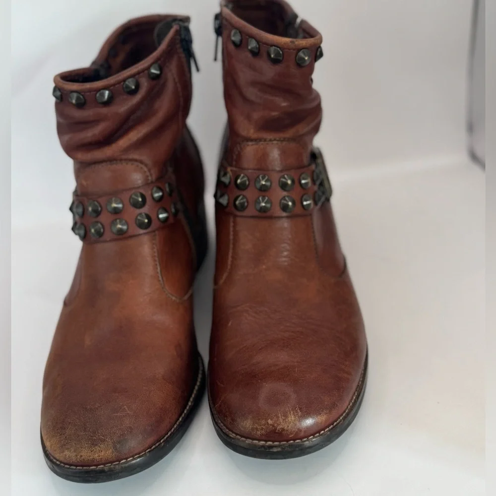 Paul Green Munchen Women’s US 6.5 Cowboy Western Style Brown Leather Ankle Boots